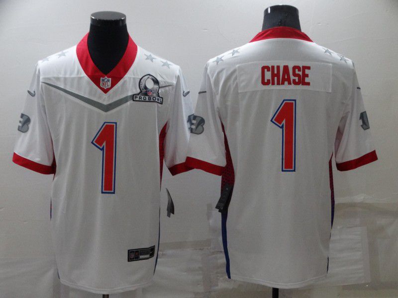 Cheap Men Cincinnati Bengals 1 Chase White Nike 2022 All star Pro bowl Limited NFL Jersey